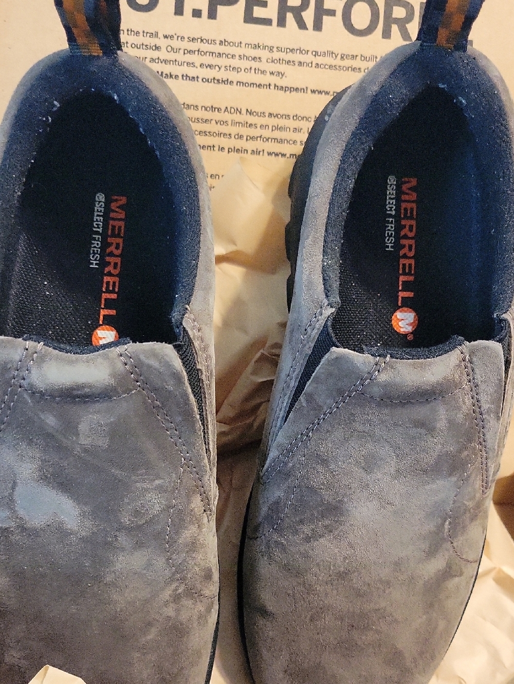 Merrell Womans Slip-On Suede Casual Shoes — Gray 8.5